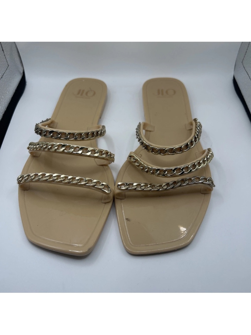 Jlo Jennifer Lopez Prina 3 Strap Sandal - Size 7 - Tan and Gold
